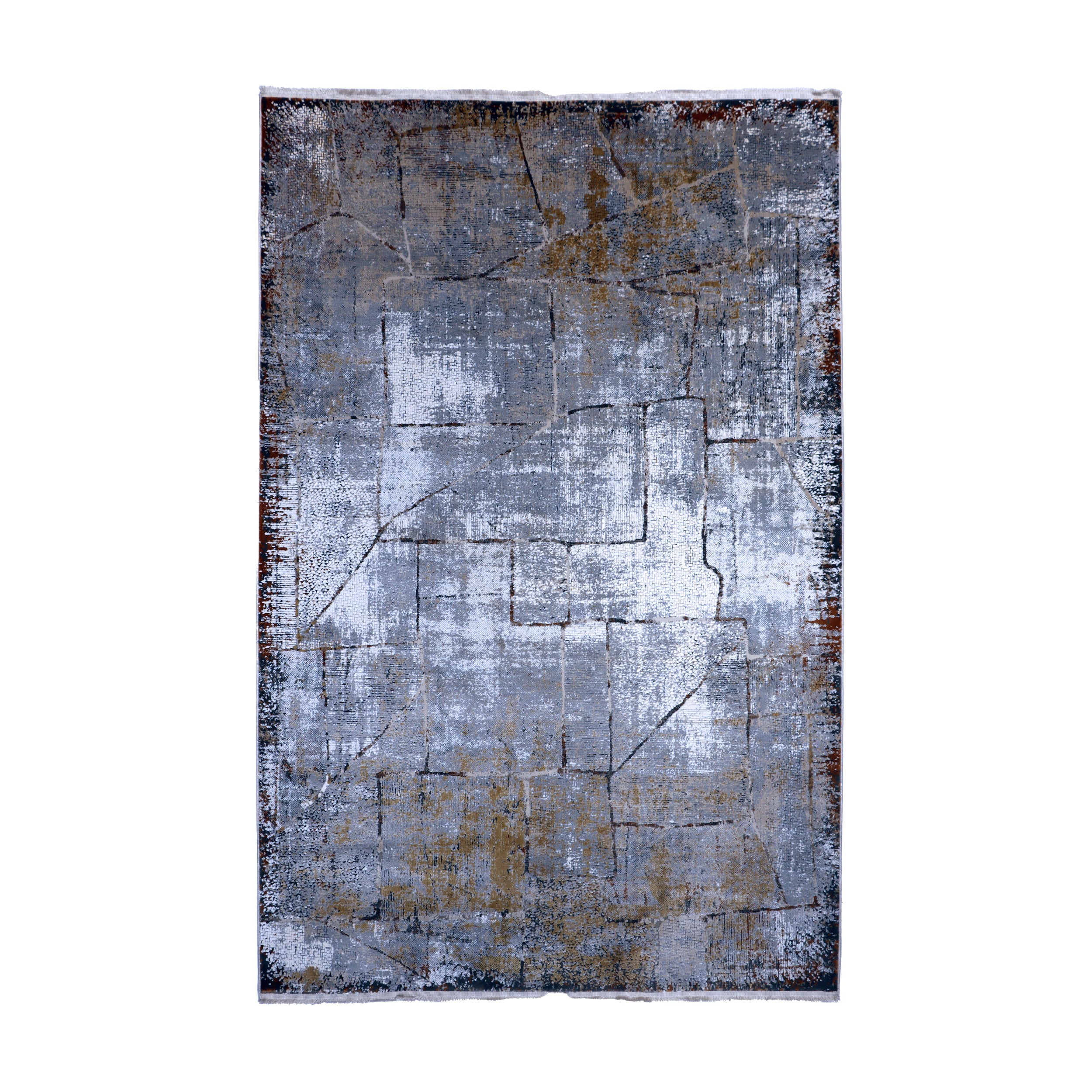 Grey, Gold & Rust Urban Abstract Rug Design 230 × 160 cm