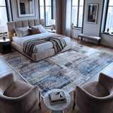 Ivory & Navy Abstract Distressed Rug Design 230x160cm - photo 2