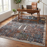 Grey & Blue Distressed Tree of Life Persian Rug Design 230x160cm - photo 3
