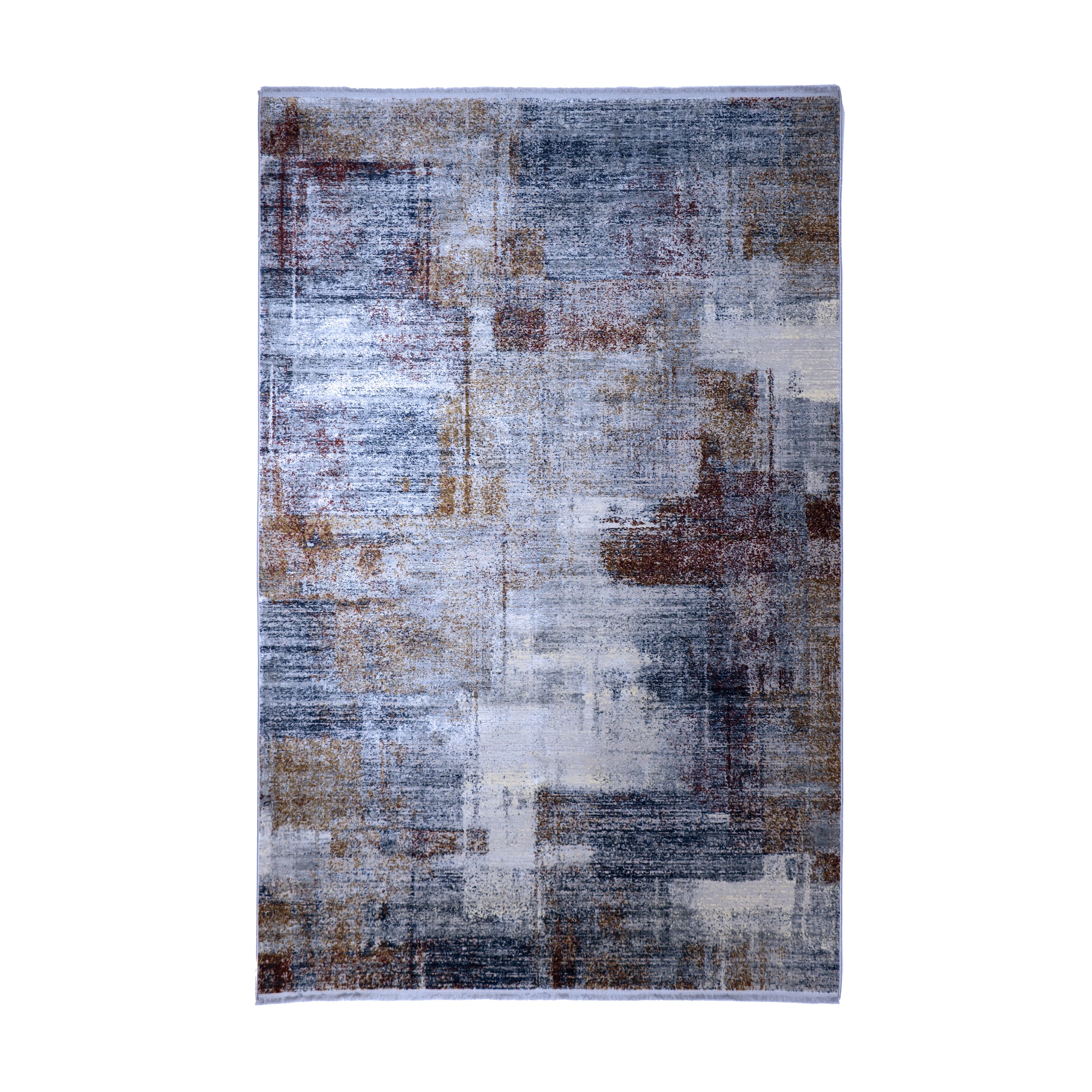 Blue Grey & Rust Abstract Distressed Rug Design 230 × 160 cm