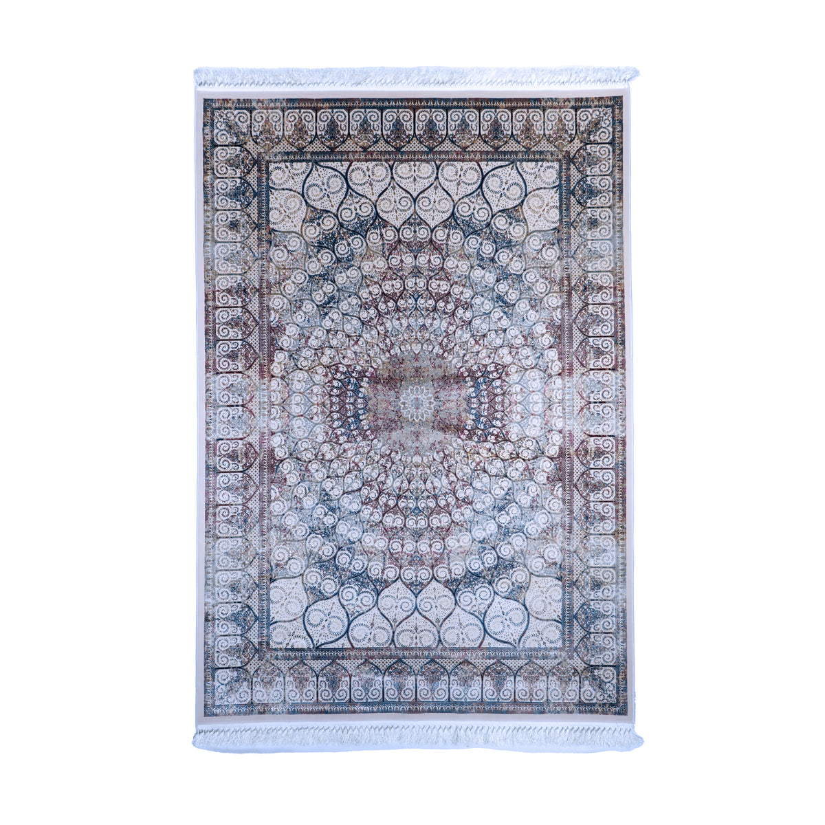 Ivory, Navy & Burgundy Ornate Medallion Rug Design 230x160cm