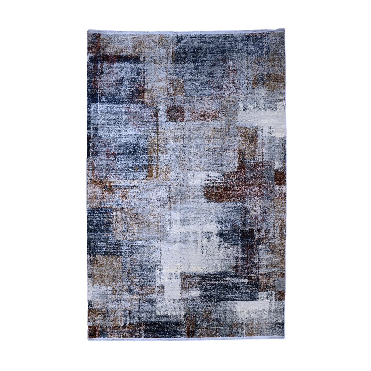 Multi-coloured Blue & Ivory Distressed Abstract Rug Design 290x200cm