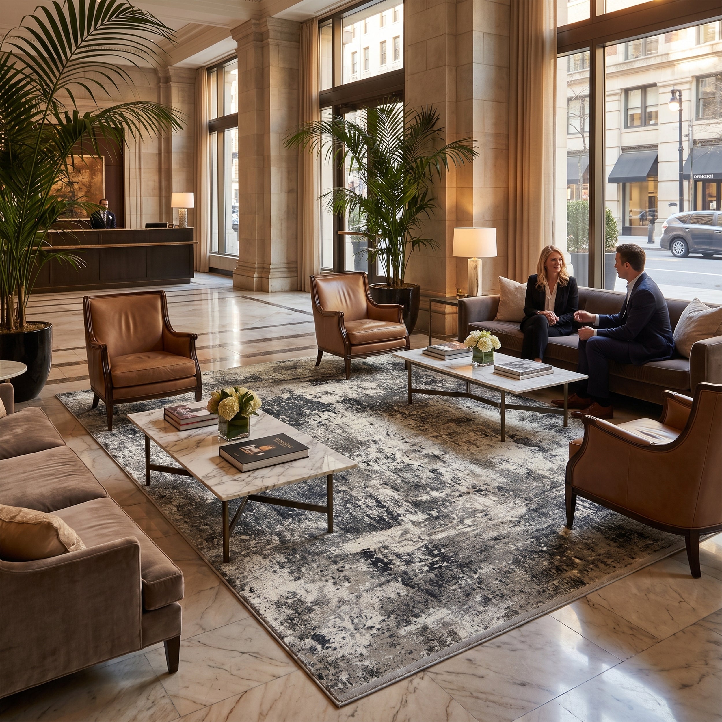 Charcoal Grey & Ivory Abstract Distressed Rug Design 290 × 200 cm