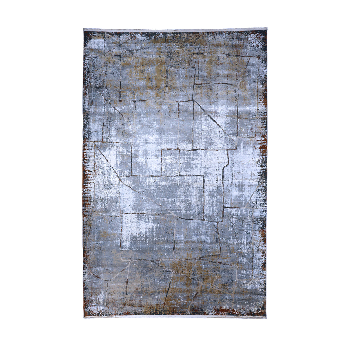 Silver Grey & Gold Abstract Rug Design 290x200cm