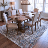 Ivory, Blue & Rust Distressed Persian-Inspired Rug Design 290x200cm - photo 2