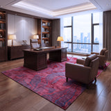 Berry Red & Blue-Grey Abstract Flow Rug Design 290 × 200 cm