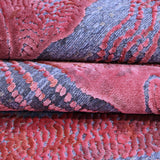 Berry Red & Blue-Grey Abstract Flow Rug Design 290 × 200 cm