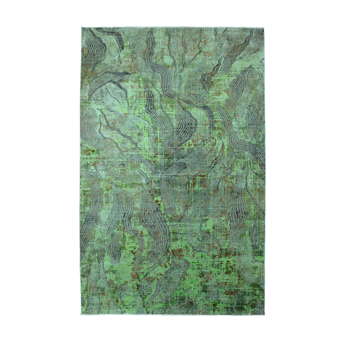 Lime Green & Grey Abstract Organic Rug Design 290x200cm