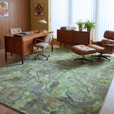 Lime Green & Grey Abstract Organic Rug Design 290x200cm - photo 2