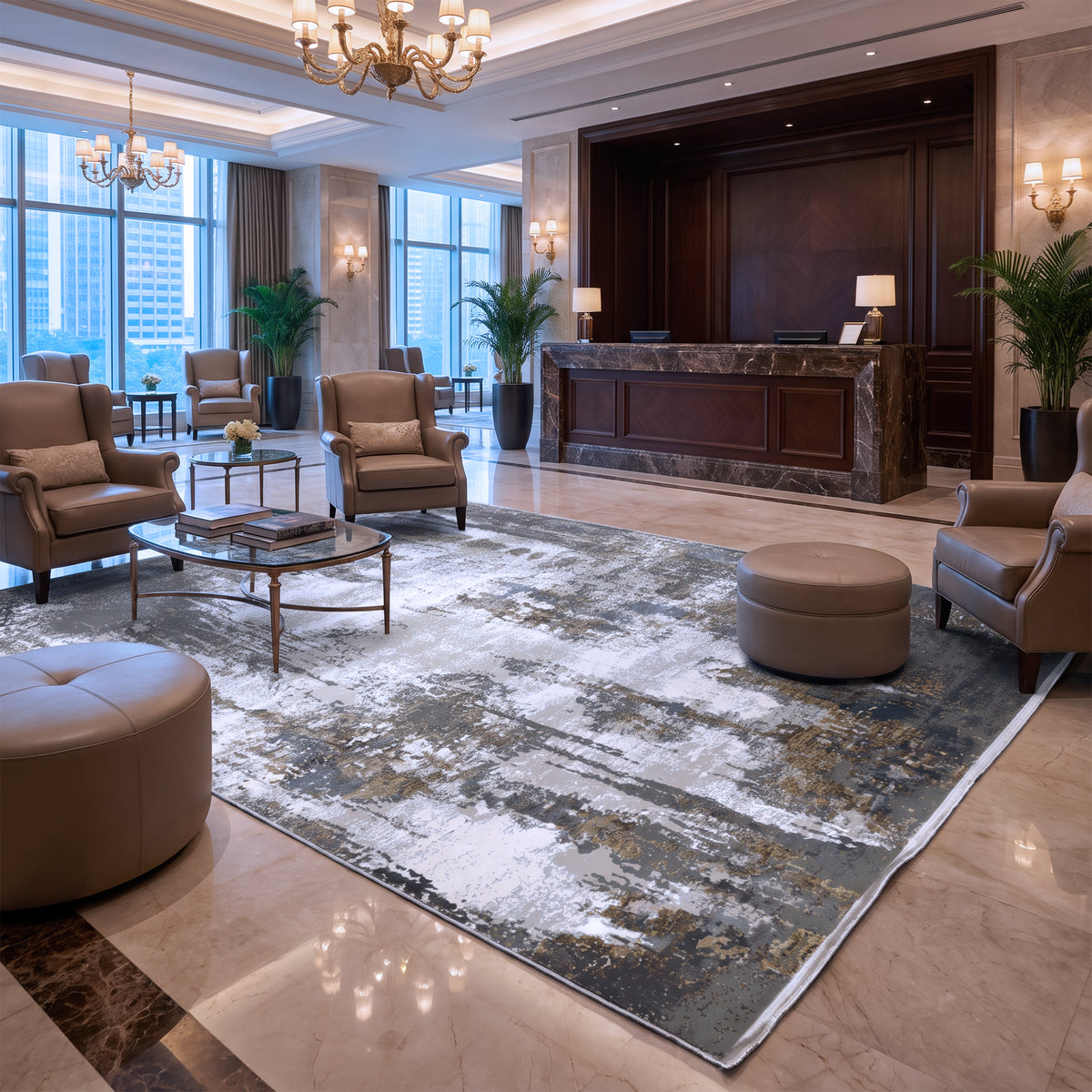 Grey, Ivory & Taupe Abstract Rug Design 290x200cm - photo 2