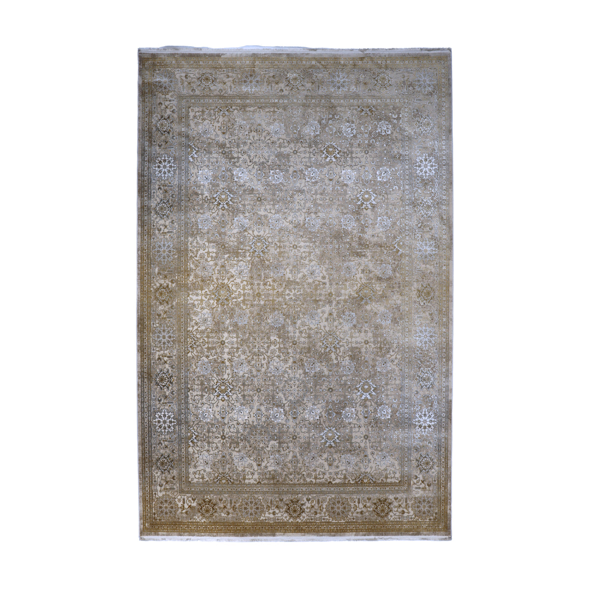 Taupe & Golden Beige Distressed Persian Rug Design 290x200cm