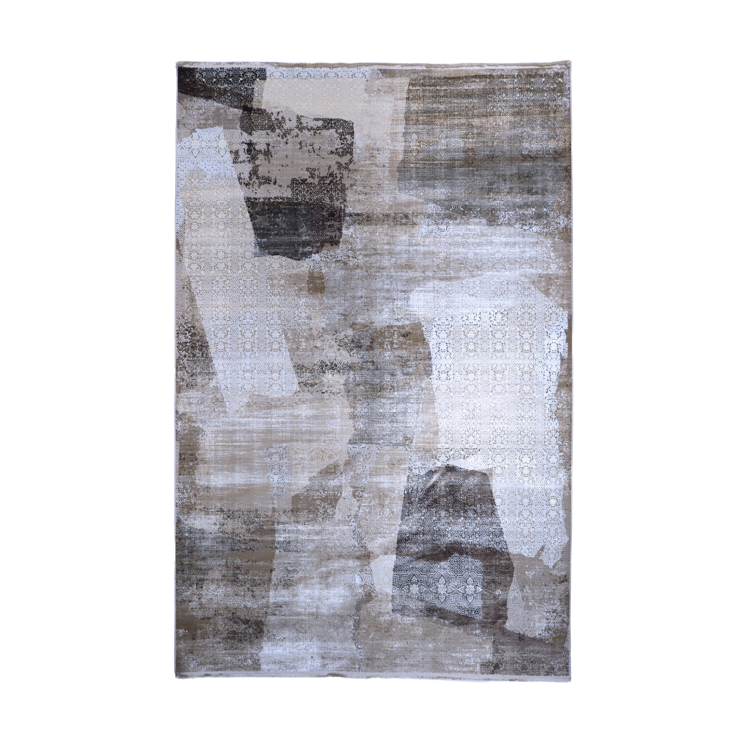 Taupe, Ivory & Charcoal Abstract Rug Design 290 × 200 cm
