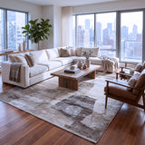 Taupe, Ivory & Charcoal Abstract Rug Design 290 × 200 cm