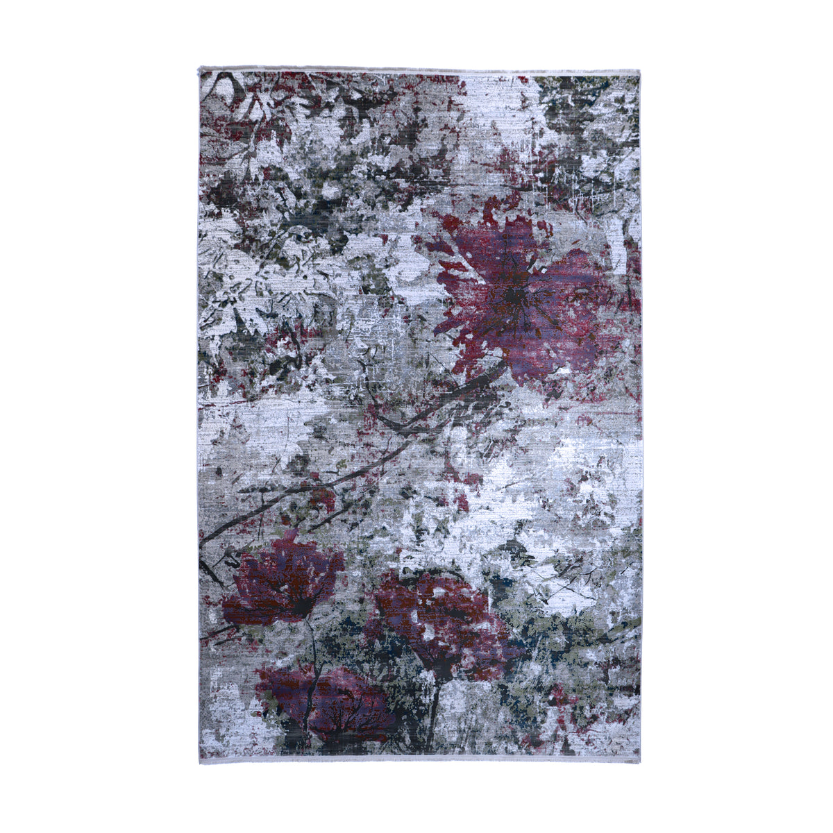 Grey & Blush Abstract Floral Rug Design 290x200cm