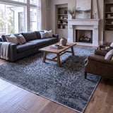 Charcoal & Silver Grey Noir Distressed Persian Rug Design 290x200cm - photo 2