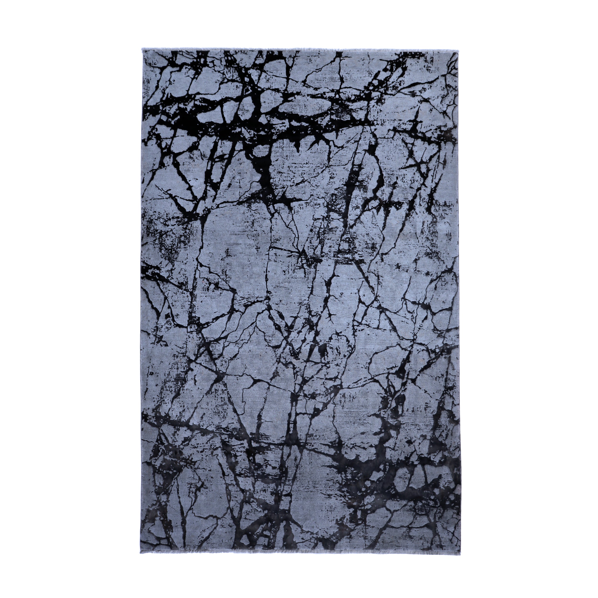 Grey & Black Fractured Abstract Rug Design 290 × 200 cm