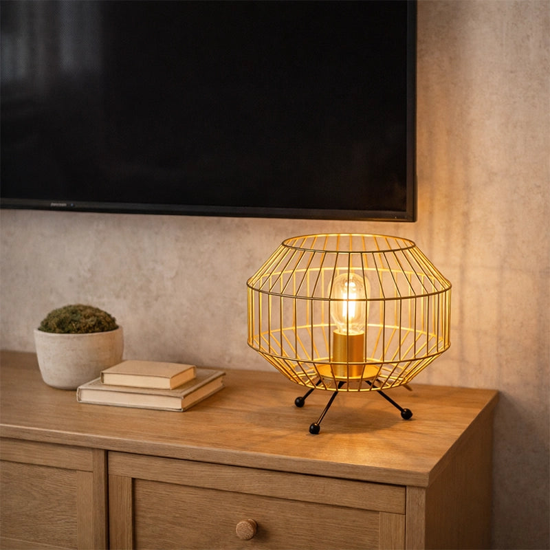 Gold Round Metal Lamp 30 × 30 × 30 cm