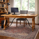 Elm Wood Dining Table Walnut Finish 180 × 90 × 78 cm