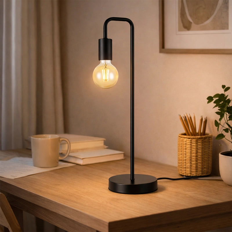 Metal Desk Lamp Black 14 × 14 × 50 cm