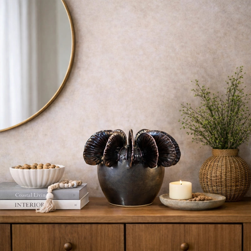 Bronze Metallic Sculptural Ceramic Statement Vases (S/M/L)
