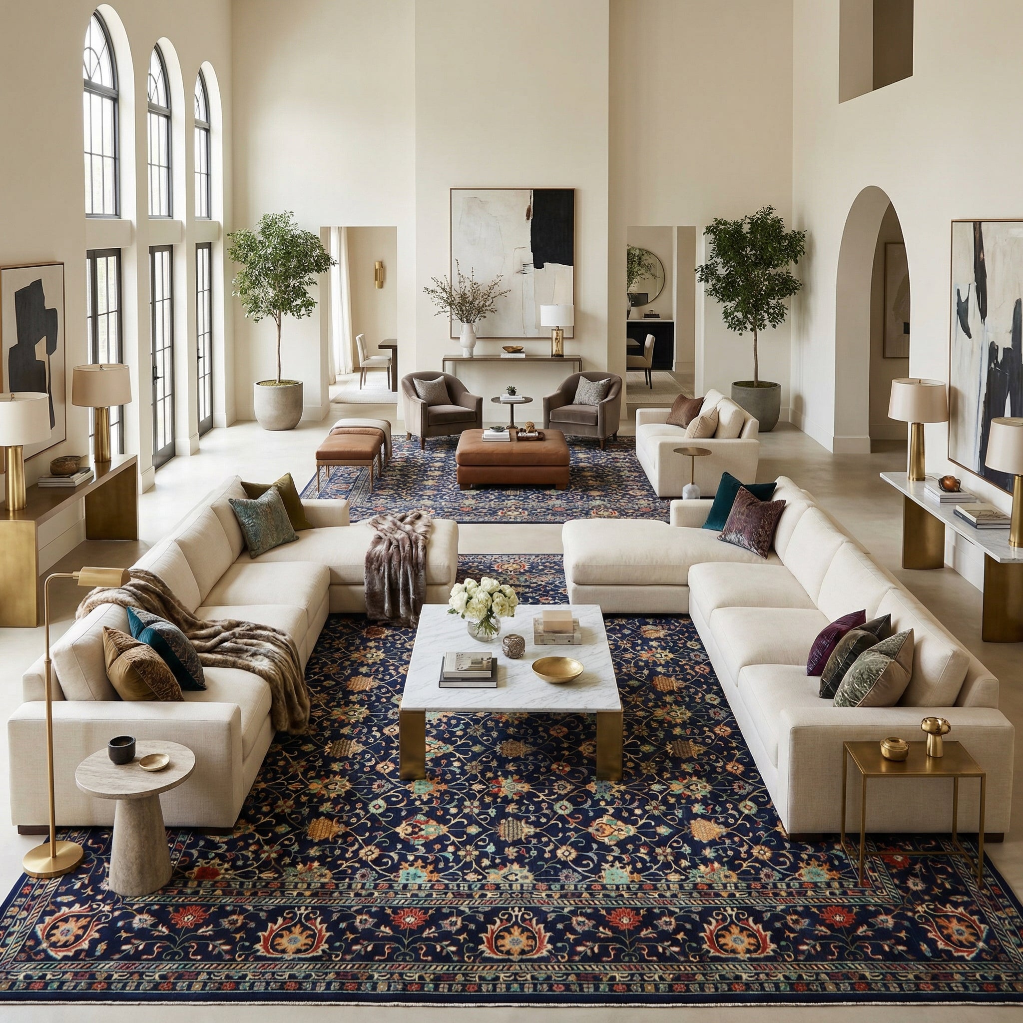 Navy Blue Afghan Rug Design Ariana Collection 457 × 370 cm