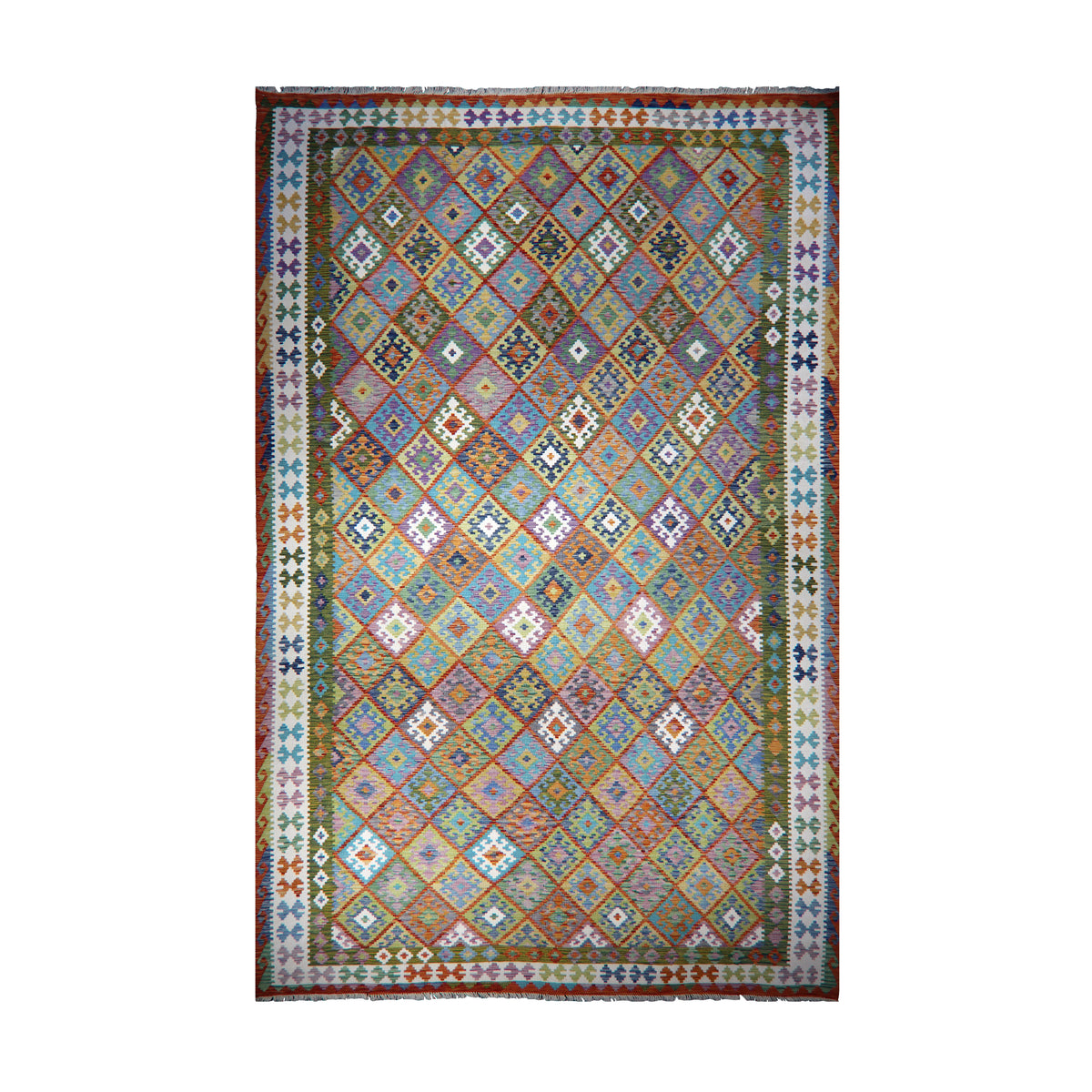 Multi-Coloured Tribal Diamond Kilim Rug Design 495 × 314 cm