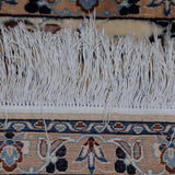 Cream & Navy Blue Persian Floral Medallion Nain Rug 229 × 154 cm