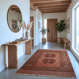 Rust, Brown & Cream Taimini Kilim Tribal Geometric Medallion Rug 187 × 122 cm - photo 2