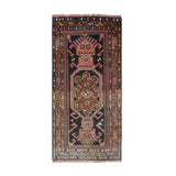 Rust, Navy & Brown Caucasian Tribal Geometric Medallion Rug 193 × 111 cm