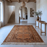 Tan, Brown & Cream Vintage Shirwan Tribal Geometric Medallion Rug 198 × 125 cm - photo 3