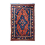 Rust, Navy & Cream Uzbek Floral Medallion Rug 335 × 254 cm