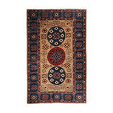 Cream, Navy & Red Erzari Kazak Floral Medallion Rug 261 × 195 cm