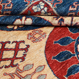 Cream, Navy & Red Erzari Kazak Floral Medallion Rug 261 × 195 cm - photo 3