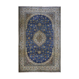 Blue & Ivory Persian Tabas Floral Central Medallion Rug 343 × 237 cm