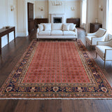 Red & Navy Persian Tabriz All-Over Geometric Floral Rug 328 × 242 cm - photo 2