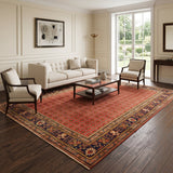 Red & Navy Persian Tabriz All-Over Geometric Floral Rug 328 × 242 cm - photo 3