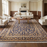 Navy, Cream & Gold Persian Kashan All-Over Floral Rug 425 × 303 cm - photo 3