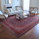 Navy Blue & Red Persian Khorasan Floral Medallion Rug 369 × 292 cm - photo 3