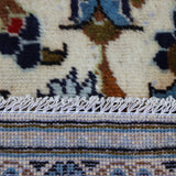Cream, Navy & Light Blue Persian Kashan Floral Medallion Rug 339 × 245 cm - photo 6