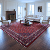 Red, Navy Blue & Cream Persian Mahal Geometric Medallion Rug 396 × 299 cm - photo 3