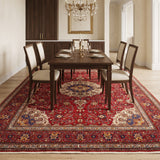 Red & Ivory Persian Khorasan Floral Medallion Rug 385 × 295 cm - photo 2
