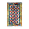 Rust & Teal Geometric Tribal Diamond Kilim Rug Design 256 × 175 cm