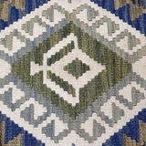 Navy Blue & Olive Green Geometric Tribal Diamond Kilim Runner Design 257 × 78 cm - photo 4