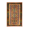 Rust & Teal Geometric Tribal Diamond Kilim Rug Design 259 × 174 cm
