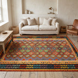 Rust & Teal Geometric Tribal Diamond Kilim Rug Design 259 × 174 cm - photo 2