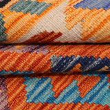 Rust & Teal Geometric Tribal Diamond Kilim Rug Design 259 × 174 cm - photo 3