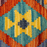 Rust & Teal Geometric Tribal Diamond Kilim Rug Design 259 × 174 cm - photo 4