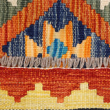 Rust & Teal Geometric Tribal Diamond Kilim Rug Design 259 × 174 cm - photo 5