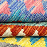 Teal & Terracotta Geometric Tribal Diamond Kilim Rug Design 261 × 166 cm - photo 3