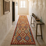 Rust & Beige Geometric Tribal Diamond Kilim Runner Design 290 × 79 cm - photo 2
